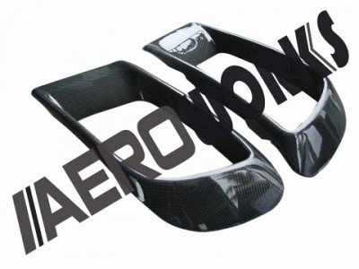 Carbon Fiber Dual Air Oil Intake Front Bumper Ducts Fit Set For Mitsub Evolution Evo 8